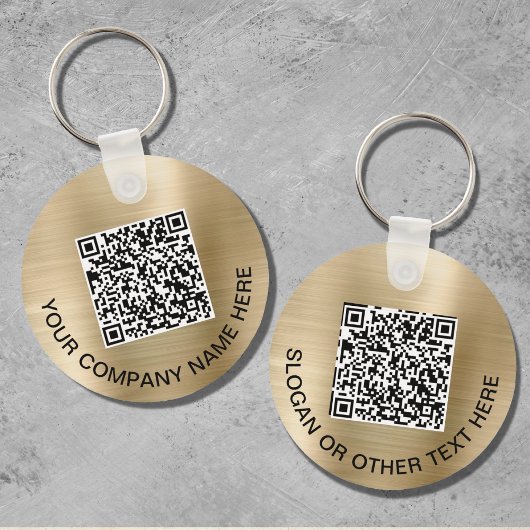 QRコーカスタムドの販促金ゴールド キーホルダー