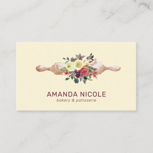 QRコーカスタムドウォーター色フローラケーキベーカリー 名刺 (正面)