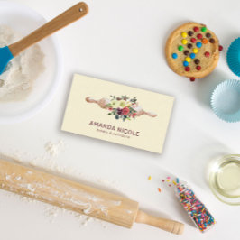 QRコーカスタムドウォーター色フローラケーキベーカリー 名刺