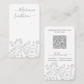 QRコーカスタムドグレーホワイトイヤリングディスプレイカード 名刺 (正面/裏面)