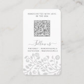 QRコーカスタムドグレーホワイトイヤリングディスプレイカード 名刺 (裏面)