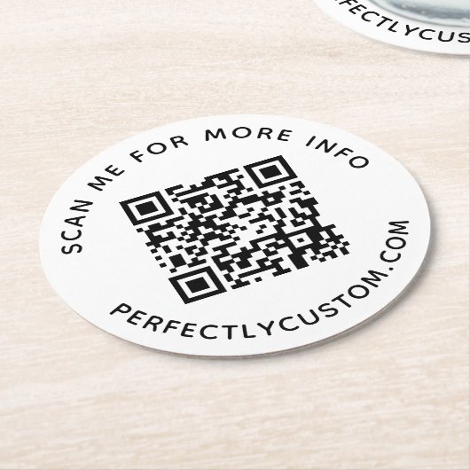 QRコーカスタムドスキャンの詳細文字 ラウンドペーパーコースター (アングル)