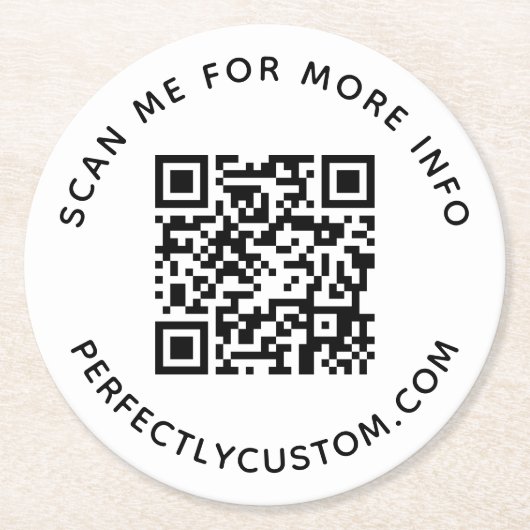 QRコーカスタムドスキャンの詳細文字 ラウンドペーパーコースター (正面)