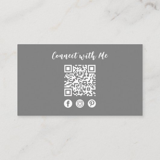 QRコーカスタムドソーシャルメディアスタイリッシュグレーピンク 名刺 (裏面)