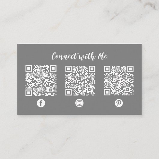 QRコーカスタムドソーシャルメディアスタイリッシュグレーピンク 名刺 (裏面)