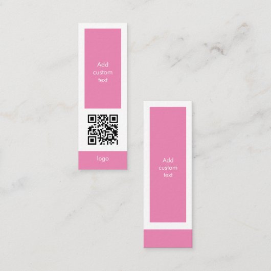 qrコーカスタムドビジネスシンプルピンクのブックマークカード スキニー名刺 (正面/裏面)