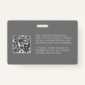 QRコーカスタムドフォトロゴ灰色の従業員IDバッジ バッジ (裏面)