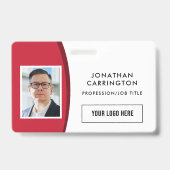 QRコーカスタムドフォトロゴ赤社員IDバッジ バッジ (正面)