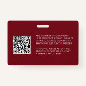 QRコーカスタムドフォトロゴ赤社員IDバッジ バッジ (裏面)