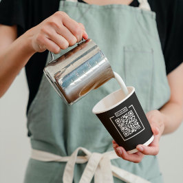 QRコーカスタムドブラック&ホワイトエスプレッソコーヒーショップ 紙コップ