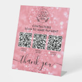 QRコーカスタムドペイ付き数々の小売ペデスタルサイン 台座サイン (正面)