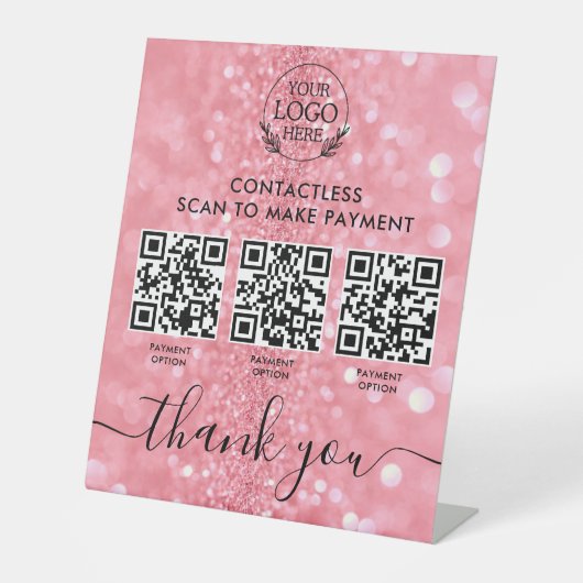 QRコーカスタムドペイ付き数々の小売ペデスタルサイン 台座サイン (正面)