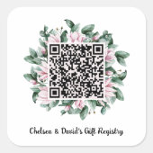 QRコーカスタムドマグノリア花枠ギフトレジストリ スクエアシール (正面)