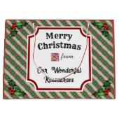 QRコーカスタムドレストランクリスマスプレイド ラージペーパーバッグ (正面)