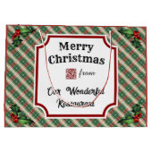 QRコーカスタムドレストランクリスマスプレイド ラージペーパーバッグ (裏面)