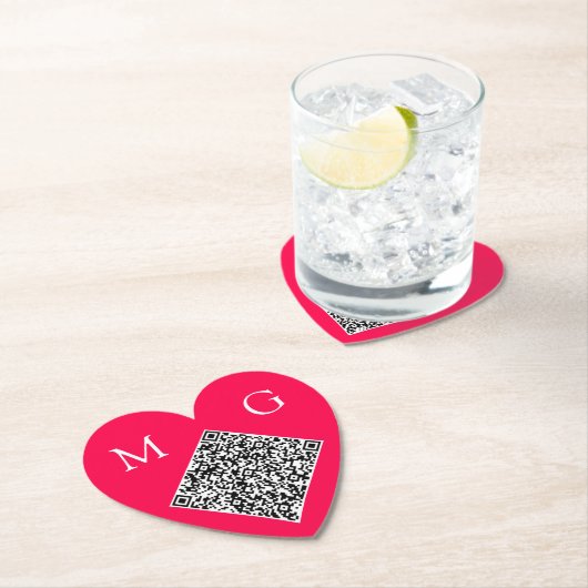 QRコーカスタムドレターの結婚ハート紙コースター ペーパーコースター (インサイチュ)