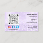 QRコーカスタムドロゴソーシャルオンラインショップパープル 名刺 (正面)