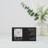 QRコーカスタムドロゴソーシャルオンラインショップブラックバラ 名刺 (スタンド正面)