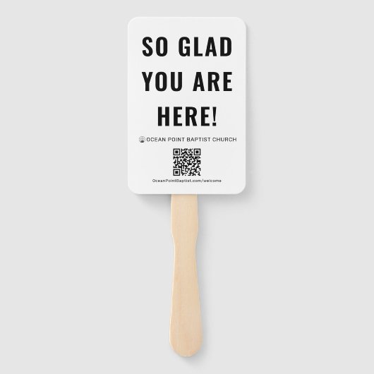 QRコーカスタムド付き教会ウェルカムファン ハンドファン (裏面)