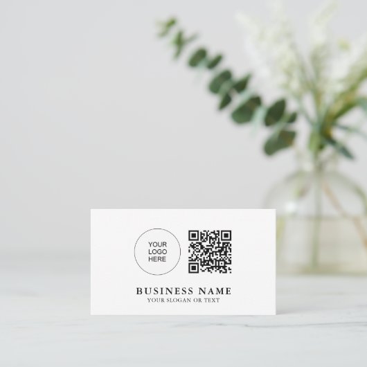 QRコーカスタムド会社ロゴはこちら名刺 名刺 (スタンド正面)