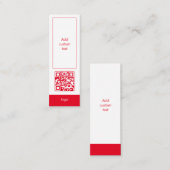 qrコーカスタムド営業シンプル赤ブックマークカード スキニー名刺 (正面/裏面)