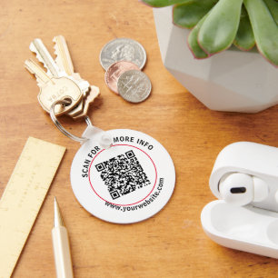 QRコーカスタムド文字ホワモダンイトビジネスキーチェーン キーホルダー