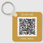 QRコーカスタムド文字モダン金ゴールドホワイトビジネス キーホルダー (正面)