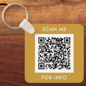 QRコーカスタムド文字モダン金ゴールドホワイトビジネス キーホルダー (正面)