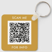 QRコーカスタムド文字モダン金ゴールドホワイトビジネス キーホルダー (裏面)