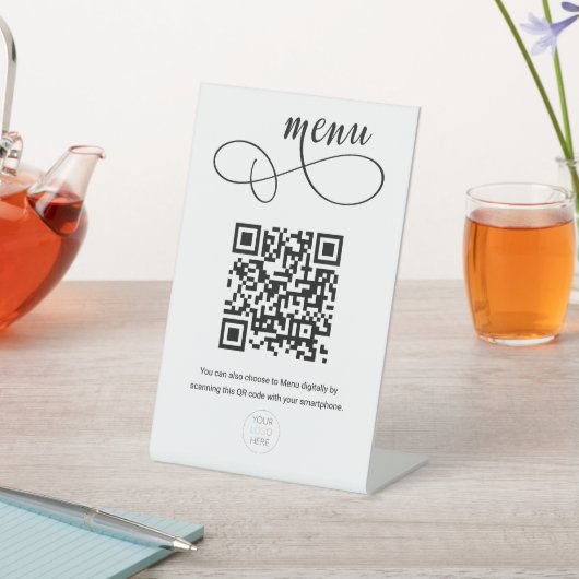 QRコーカスタムド非接触スクリプトメニューペデスタルSi 台座サイン (インサイチュ)