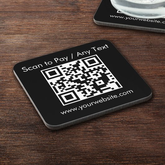 QRコーカスタムド/文字ブラックスクエアコルク裏抜き コースター