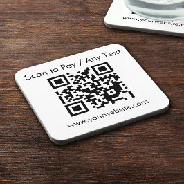 QRコーカスタムド/文字ホワイトスクエアコルク裏抜き コースター