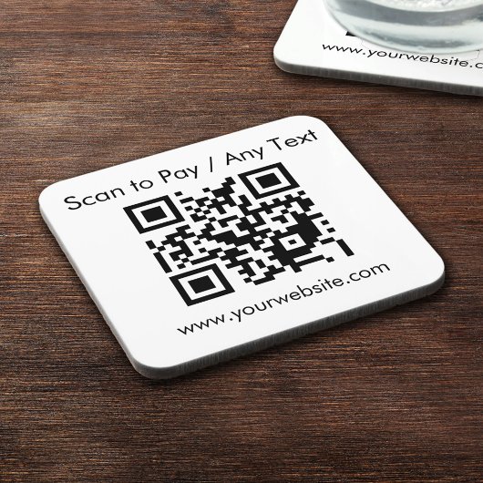QRコーカスタムド/文字ホワイトスクエアコルク裏抜き コースター