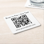 QRコーカスタムド/文字ホワイト スクエアペーパーコースター (アングル)