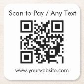 QRコーカスタムド/文字ホワイト スクエアペーパーコースター (正面)