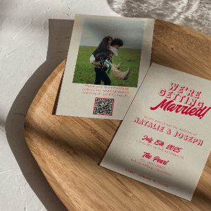 QRコーカラフルドはっきりしたファンキー写真結婚の 招待状