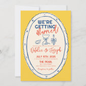 QRコーカラフルド手図解入りの、写真付きの引き結婚の 招待状 (正面)