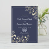 QRコークラシックド付きネイビーブルー結婚式招待状 招待状 (スタンド正面)