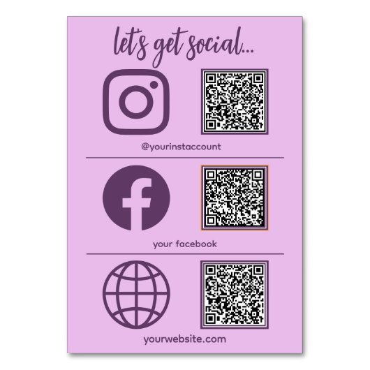 QRコークールドテーブルカード付きソーシャルメディアサイン テーブルナンバー (正面)