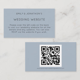 QRコーシンプルドほこりっぽいブルーの結婚ウェブサイト エンクロージャーカード