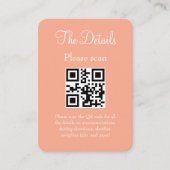 QRコーシンプルドを使用したモダン結婚PEACHの詳細 エンクロージャーカード (正面)