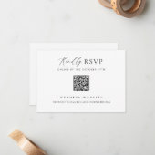 QRコーシンプルドカード付きミニマルRSVP ノートカード (正面/裏面インサイチュ)