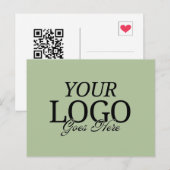 QRコーシンプルドビジネス付きグリーンカンパニーロゴ ポストカード (正面/裏面)