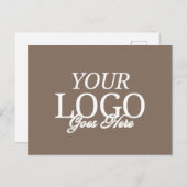 QRコーシンプルドビジネス付きブラウン会社ロゴ ポストカード (正面/裏面)