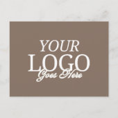 QRコーシンプルドビジネス付きブラウン会社ロゴ ポストカード (正面)