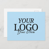 QRコーシンプルドビジネス付きブルー会社ロゴ ポストカード (正面/裏面)