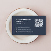 QRコーシンプルドモダンミニマルネイビーブルーインスタグラム 名刺