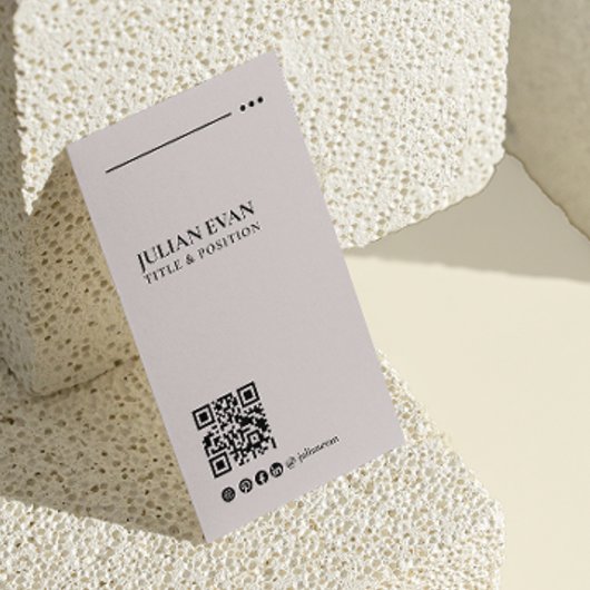 QRコーシンプルドモダン・ベージュのミニマリストにリンク 名刺