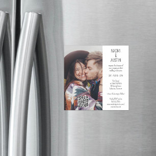 QRコーシンプルドユニークフォトオールイ結婚ン マグネット招待状