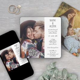 QRコーシンプルドユニーク2 Photo All-In-One 結婚's 招待状